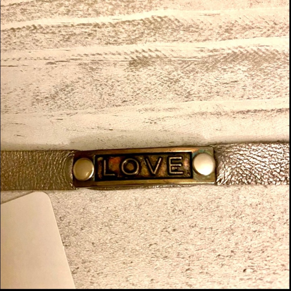 Silver Leather Love Adjustable Snap Bracelet